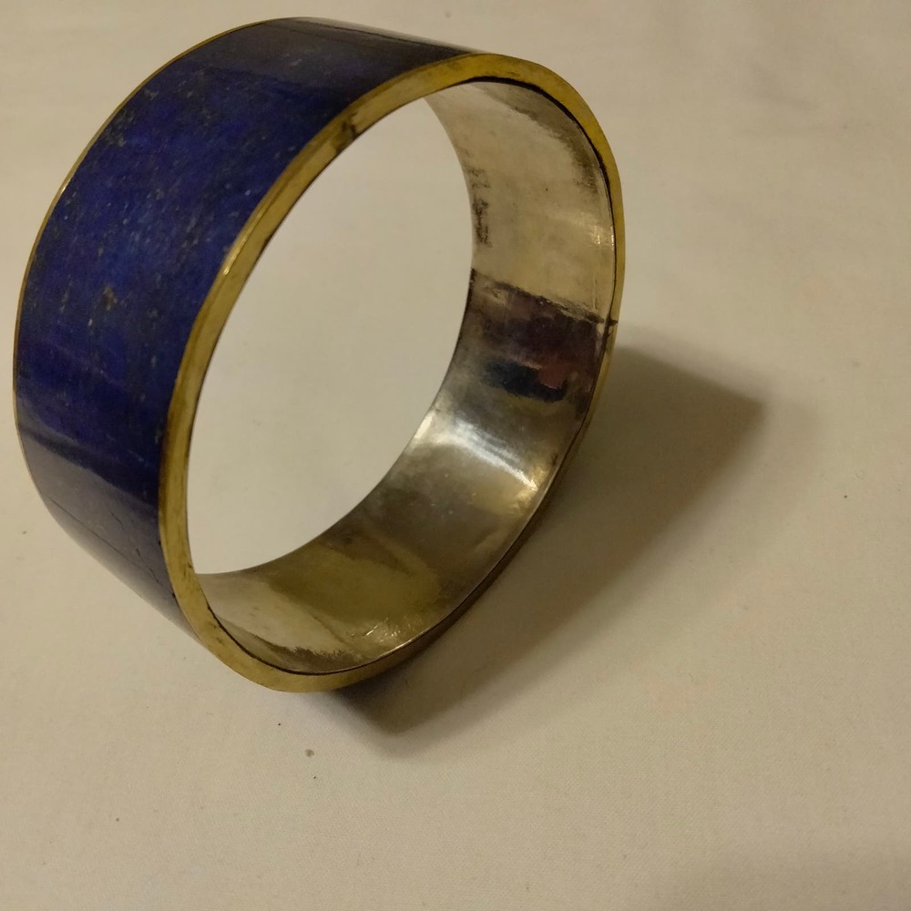 Iris Apfel & Bajalia Blue Lapis Lazuli Statement Bangle Bracelet